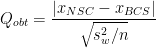 \[
Q_{obt} = \frac{|x_{NSC} - x_{BCS}|}{\sqrt{s^{2}_{w}/n}}
\]